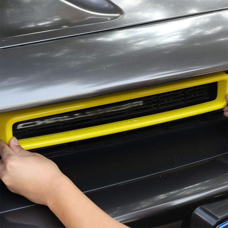 2 Stück Frontgrill Gitter Abdeckung Zierleiste für Dodge Challenger 2015- Schwarz Rot Blau Gelb