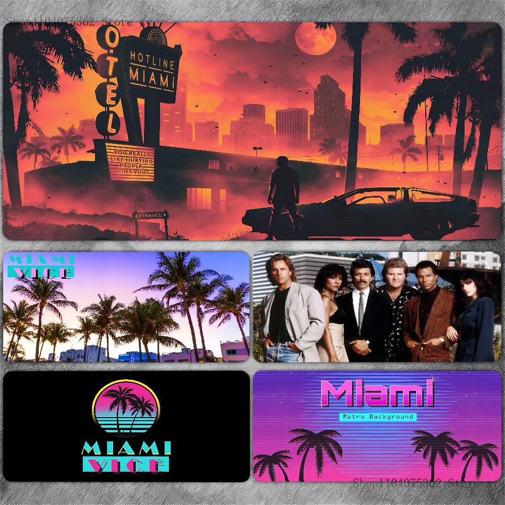 M-Miami Vice Mouse Pad Large Gaming Keyboard Mat LockEdge Rubber Computer Office Accessories