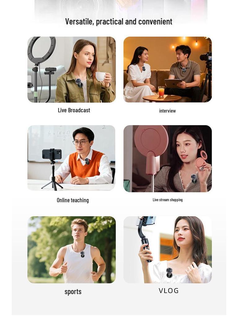 A8 Wireless Lavalier Microphone: 3-in-1 Noise Reduction for Outdoor Live Audio Recording & Universal Camera Use