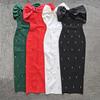 European & American Off-Shoulder Luxury Studded Bandage Evening Dress