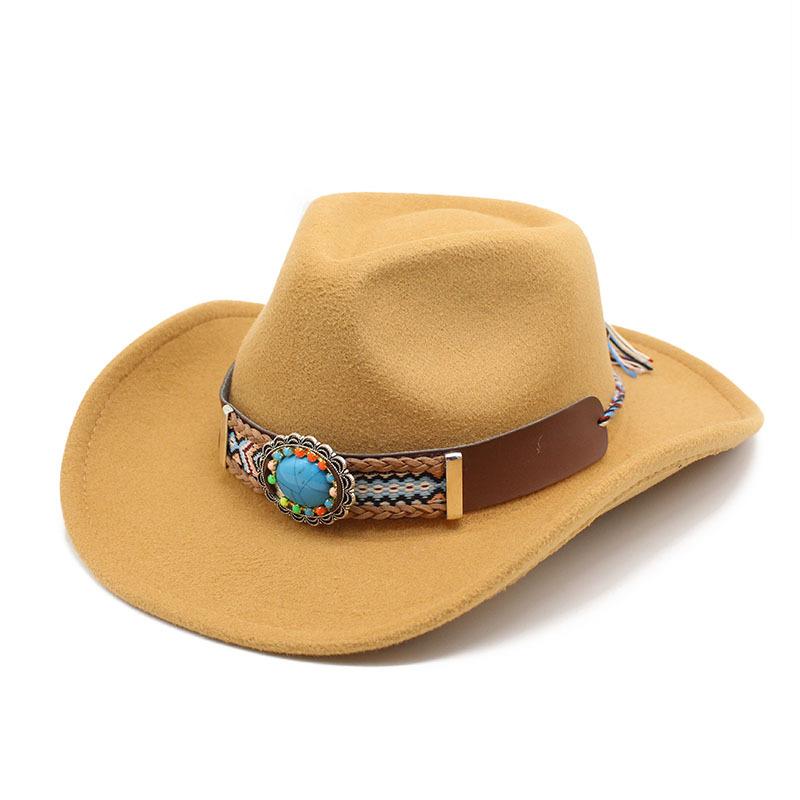 Casual Versatile Retro Ethnic Style Men'S And Women'S Parent-Child Western Cowboy Hat Big Edge Wide Edge Sunshade Top Hat