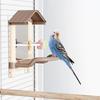 Anti-slip Parrot Mirror Toy Bite-resistance Bird Cage Toys Portable Bird Mirror with Perch Outdoor