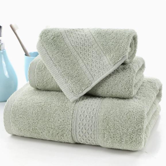 Soft Pure Cotton Bath Towel Set - 3-Piece Absorbent Combed Towels
