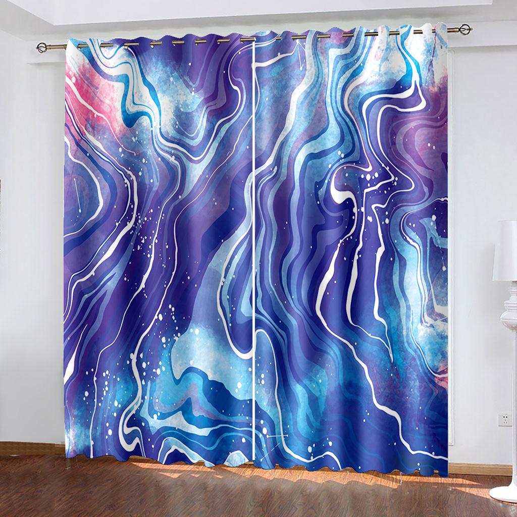 Cheap Custome Abstract Art Colorful Lines 3D Printing Window Curtains for Living Room Kitchen Home Decor Drapes 2 Panels