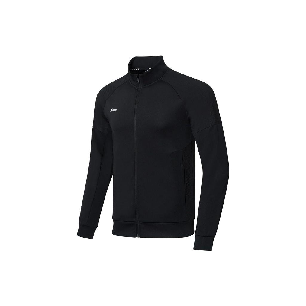 Li Ning Ping Pong Series Solid Color Logo Cardigan Sweatshirt Men Sweatshirt Black AWDR749-2