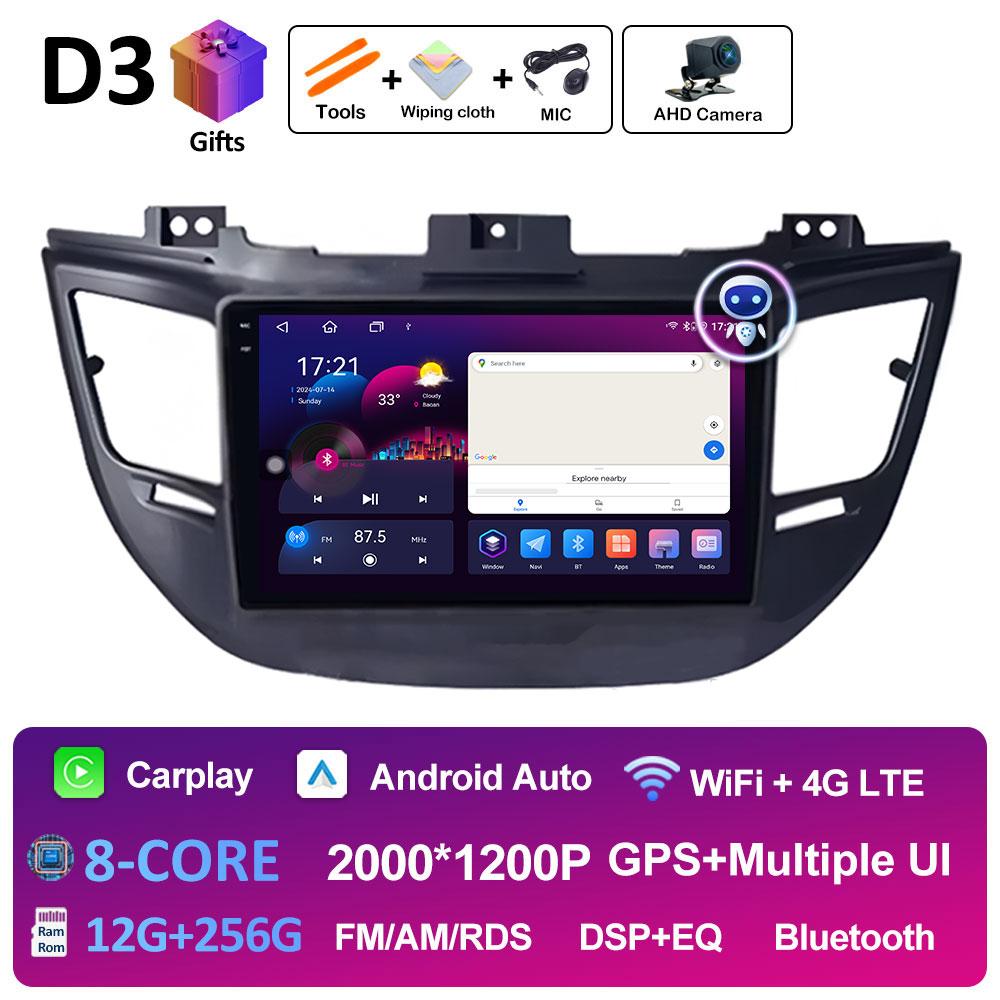 9 inch Android 14 For Hyundai Tucson IX35 3 2015 2016 2017 2018 Car Video Radio Multimedia Player QLED IPS Screen Head Unit WIFI