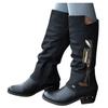 Women Zipper Square Heel Solid Color High Boots Knee-High Shoes Round Toe Boots