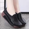 One-pedal Comfortable Leather Platform Muffin Shoes Women's Single Shoes Wedge Heel Sports and Leisure Women's Single Shoes