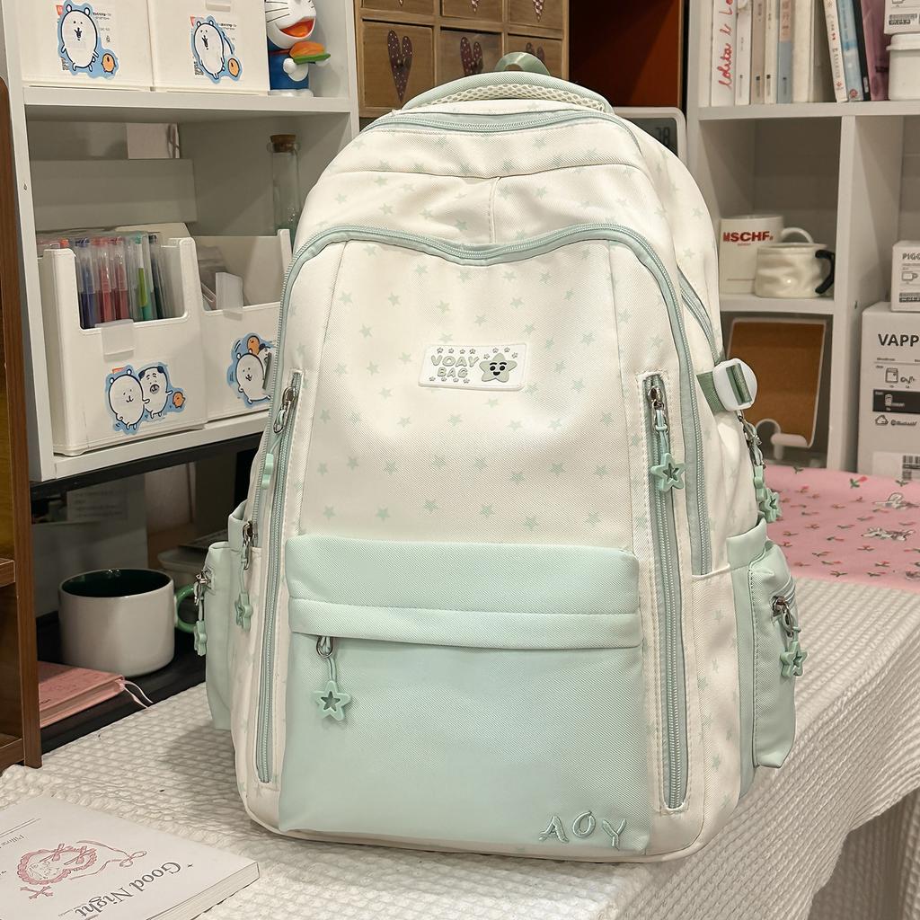 Schoolbag Fresh and Simple Middle School Student New Schoolbag Girl High Value Star Printing Campus Large Capacity Travel Backpack