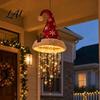 Indoor Christmas Craft Supplies Light‑Up Santa Hat Hanging Chandelier DIY Kit Warm LED String Lights Light Ornaments Pendant with Star Tassel,