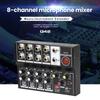 8 Channel Multifunctional USB Audio Mixer Portable Sound Mixer Professional Home Use Dual Microphone Inputs Sound Mixer