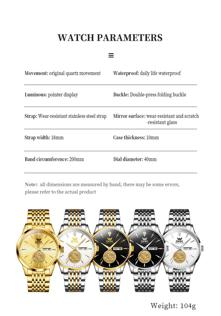 OPK 8150 Men's Dress Wristwatch Luxury Waterproof Luminous Dual Calendar Original Business Quartz Watch for Man