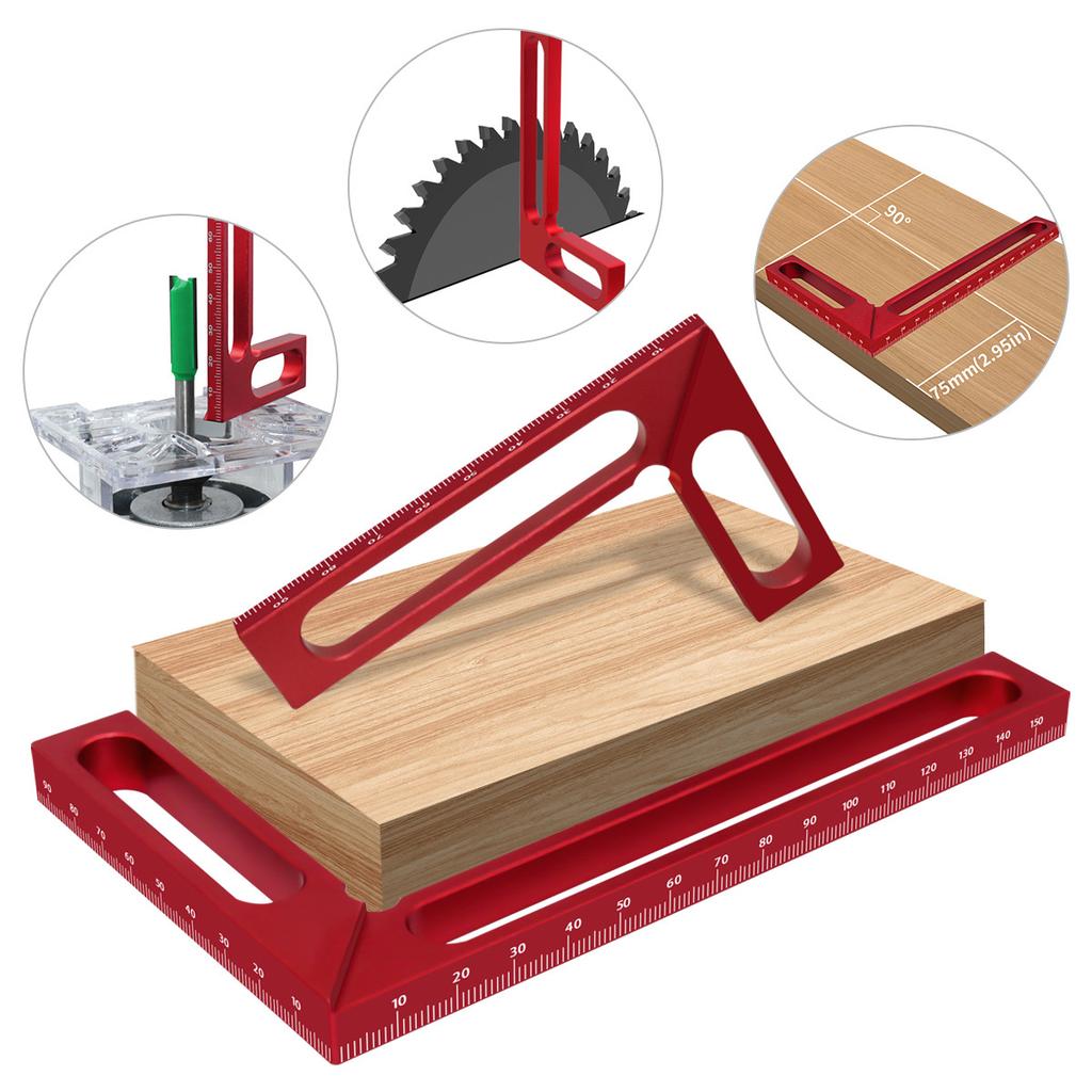 Squadra ad Angolo Retto per Falegnameria Squadra da Falegname in Alluminio Righello di Misura Altezza Calibratore ad Angolo Retto 90° per Progetti di Lavorazione del Legno