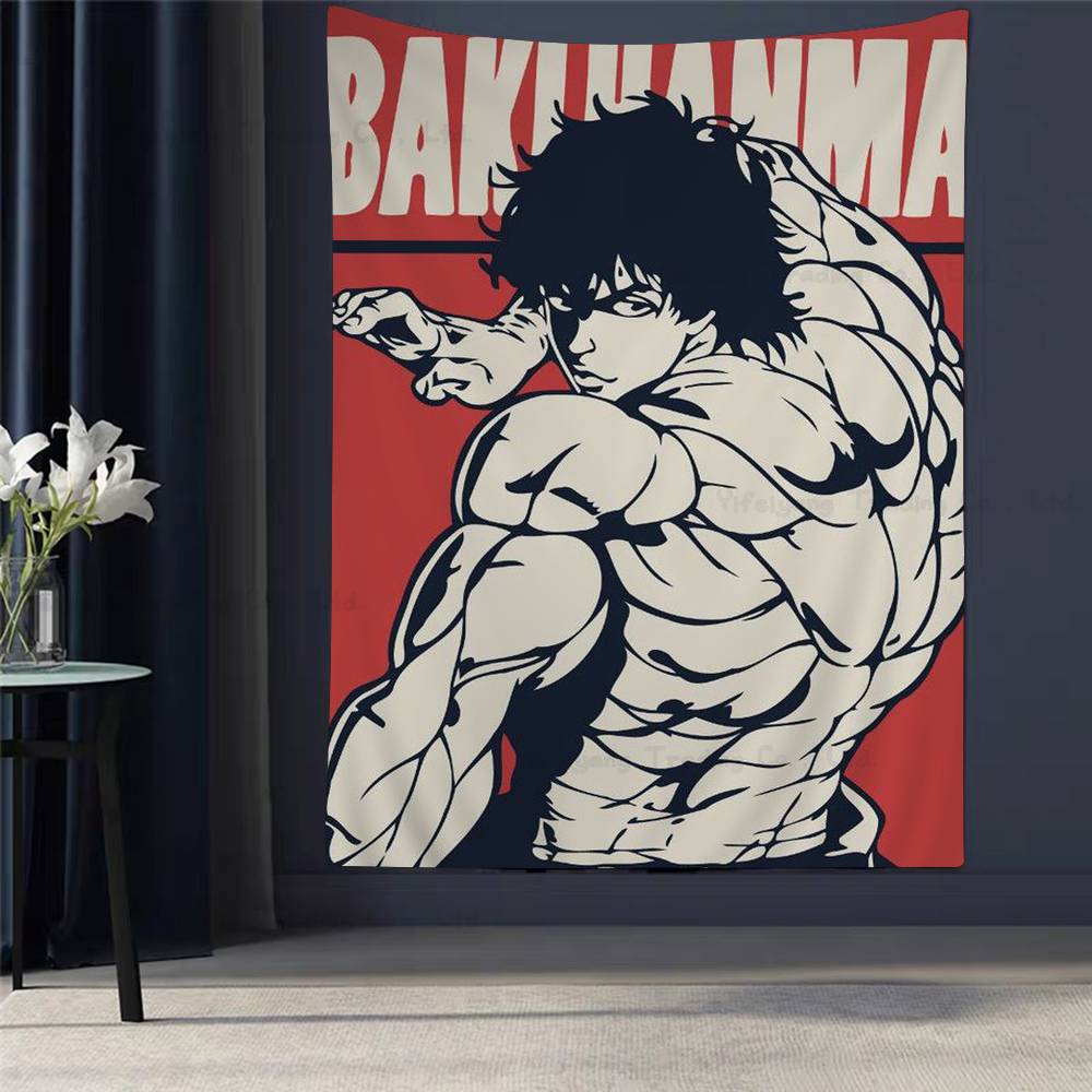Anime Baki The GGrappler Colorful Tapestry Wall Hanging Hanging Tarot Hippie Wall Rugs Dorm Wall Art Decor
