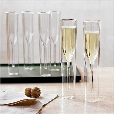 Copas de Champán de Doble Pared Copa de Whisky Burbuja Vino Cola de Tulipa Fiesta de Bodas Vasos Taza Copas para Brindar Thule Copo