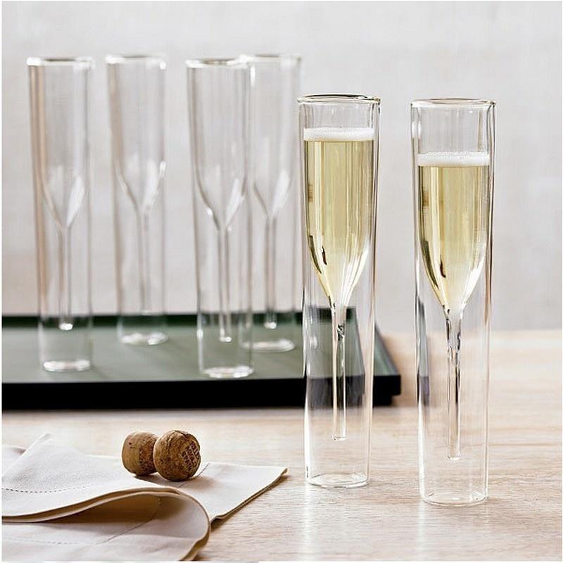 

Double Wall Glass Champagne Flutes Goblet Whisky Bubble Wine Tulip Tail Wedding Party Glasses Cup Toasting Cups Thule Copo 115ml