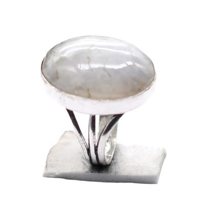 Moonstone Natural Gemstone Antique Silver Plated Ring US Size-5.75 R5356