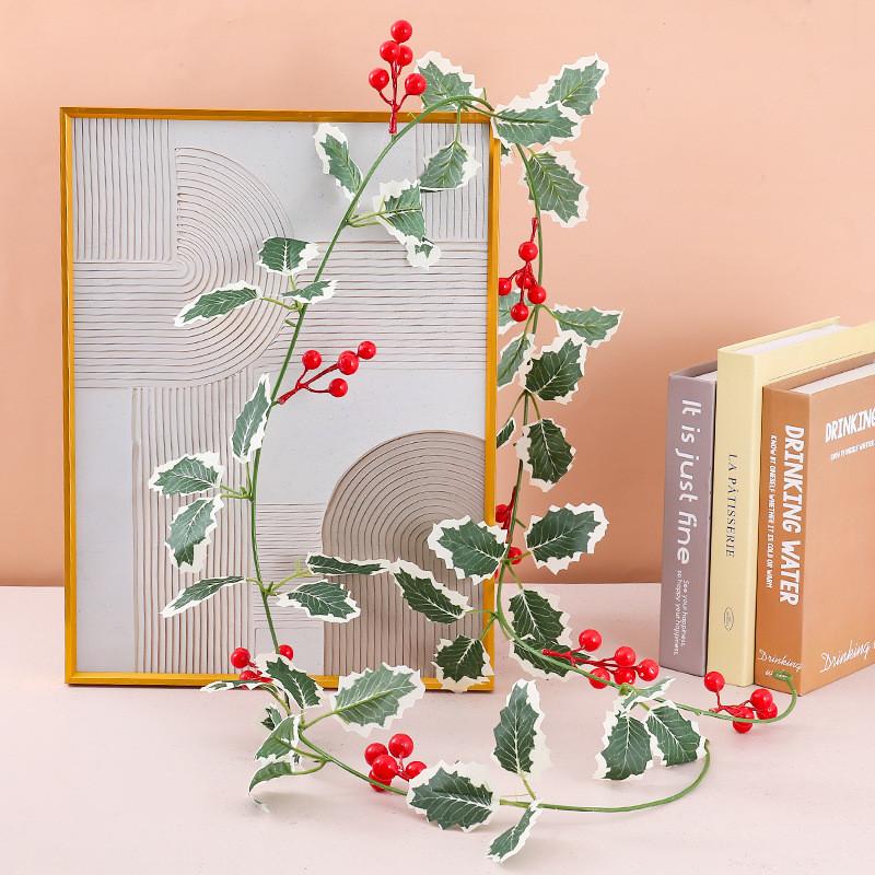 Christmas Decorative Faux Vine With Red Fruit For Holiday Home Decor