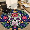 1pc Sugar Skull Decor Carpet, Round Non Slip Durable Large Size Office Carpet, Suitable for Office