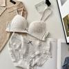 Sweet Girl Lace Edge Sexy Underwear Women's Small Breasts Gather and Show Big Anti-sagging Bra Women's Cotton Chest Without Steel Ring