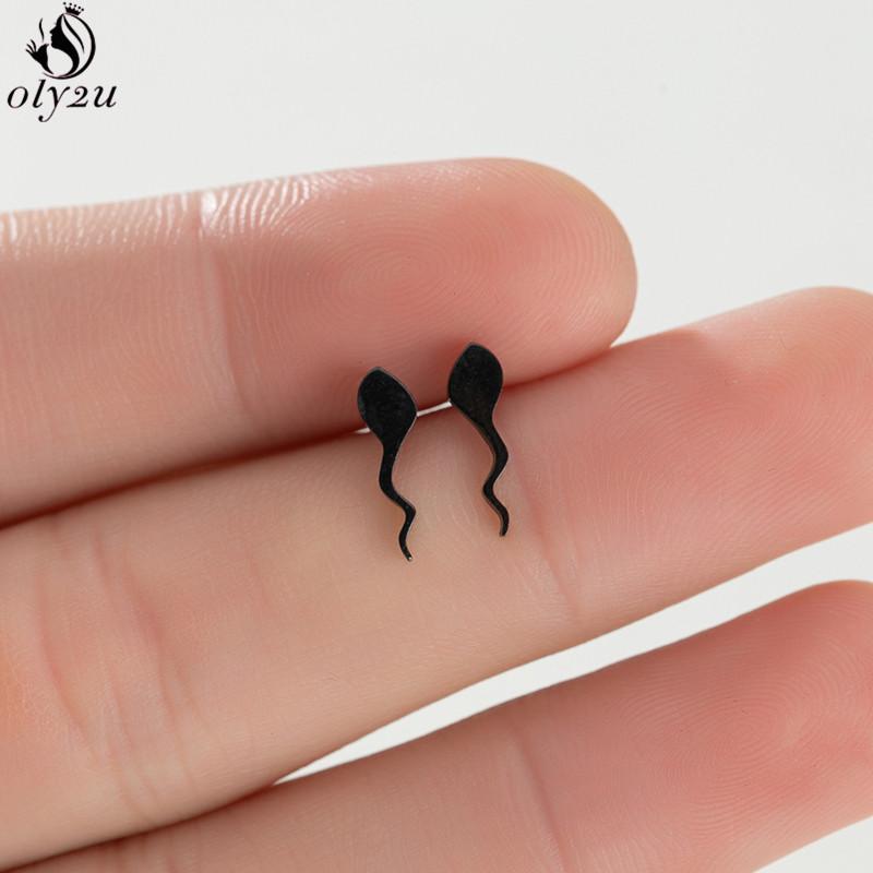 Mini Stainless Steel Geometric Earrings Black for Women Men Heart Triangle Leaf Volleyball Ear Studs Punk Piercing Pendientes