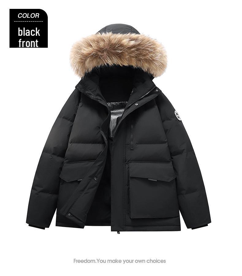 Herren Parka mit Kapuze und Pelzkragen - Dicke, Warme, Trendige Winterjacke mit 90% Weißen Entendaunen