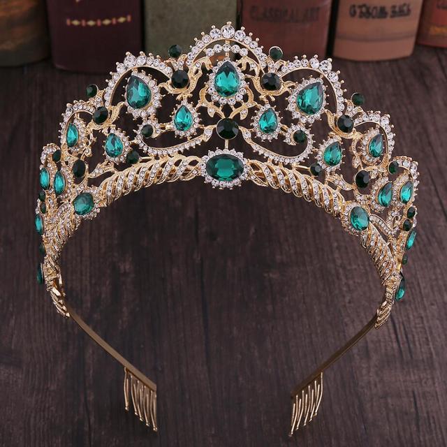 Kmvexo Rose Gold Champagne Vintage Baroque Queen King Hair Jewelry Crystal Tiaras Crowns Comb Headbands Bridal Rhinestone Diadem