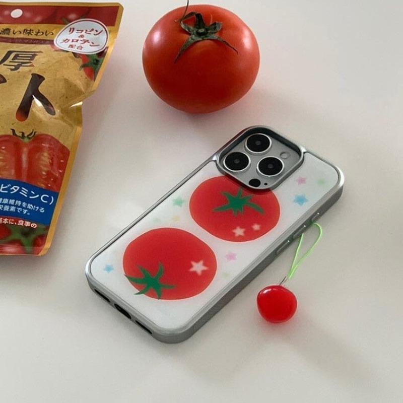 Ins niche retro cute tomato star Phone Case For iPhone 16E 15 14 13 12 11 Pro Max 7 8 Plus XR XS MAX Y2K Girl Cover