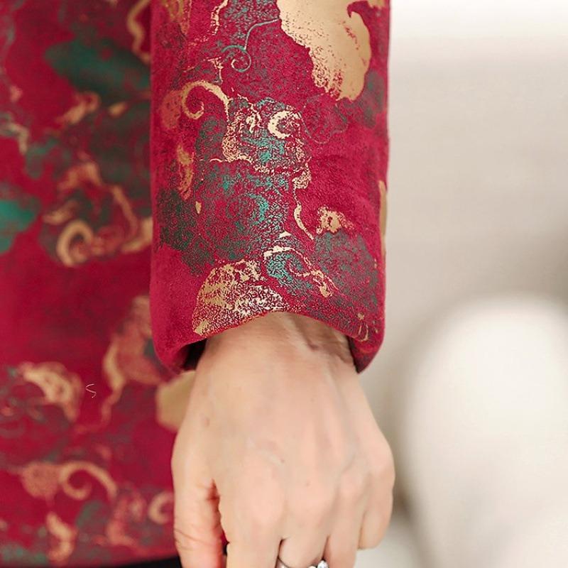 Winter Women's Velvet Thickened Padded Jacket Thermal Padded Jacket Set Mother-in-law Padded Jacket