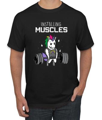 Wild Bobby Installare Muscoli Unicorno Arcobaleno Uomo Palestra Allenamento Maglietta