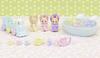 Sylvanian Families Doll and Furniture Set Rabbit Favorite Bath ST Mark Certified Toy Dollhouse for Ages 3 and Sylvanian Epoch [Milk Triplets' Set]