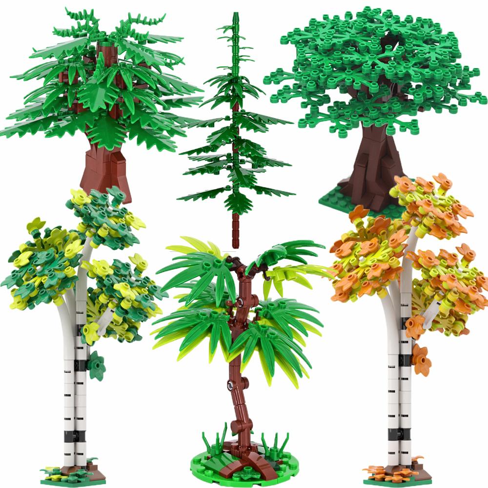 MOC City Street Scene Plant Model Sets Forest Assemble Building Block Park Jungle Assemble Bricks Toys