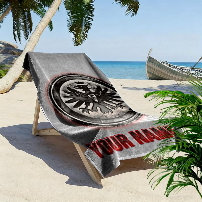 Custom Name Eintracht Frankfurt Print Beach Towel, Large Soft Quick Dry Towel for Beach Camping Swimming