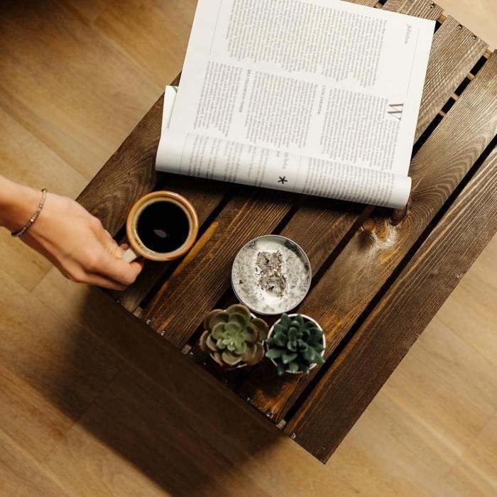 Caisse en Bois Wengé - CREATIVE DECO - 50 x 40 x 30 cm - Caisse Rangement Bois - Caisse en Bois Vintage