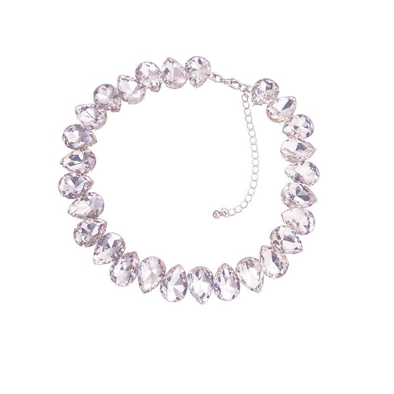 Exquisite Colorful Crystal Teardrop Choker Necklace for European & American Banquet Dress