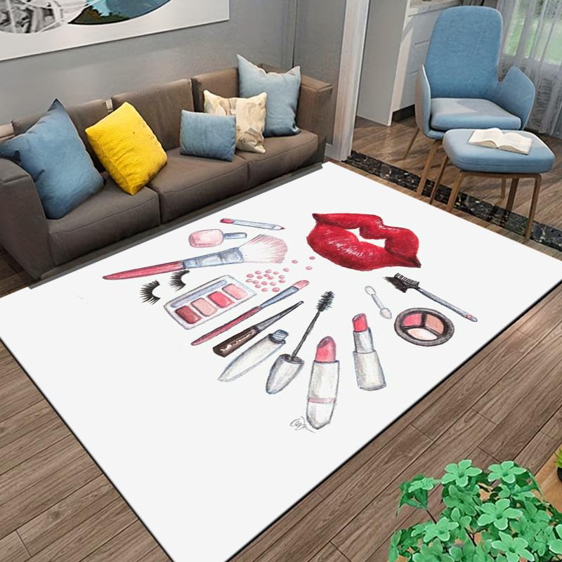 15 Sizes Hand painted makeup and cosmetics  Room Rug Street Fashion Carpet for Bedroom Living Room Floor Mat Home Decor Non-Slip