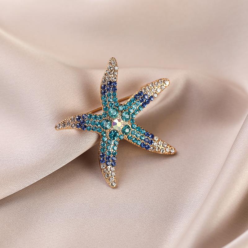 Starfish Brooch, High-end and Light Luxury Pin Badge, Five-pointed Star, Fashionable and Individual, Banquet Suit Accessory Brooch