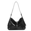 High-quality, stylish and cool underarm bag for women, niche oil wax leather shoulder and crossbody bag, large-capacity soft leather biker bag,