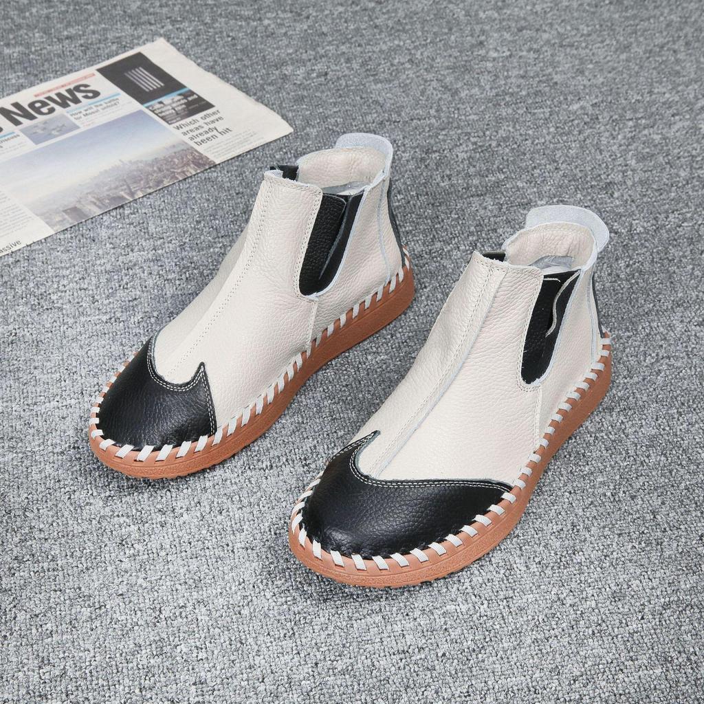 Men's Leather Slip-On High-Top Casual Shoes - Soft Sole, Genuine Cowhide for Autumn/Winter