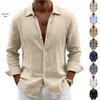Spring Solid Color Linen Long Sleeve Cardigan Shirt