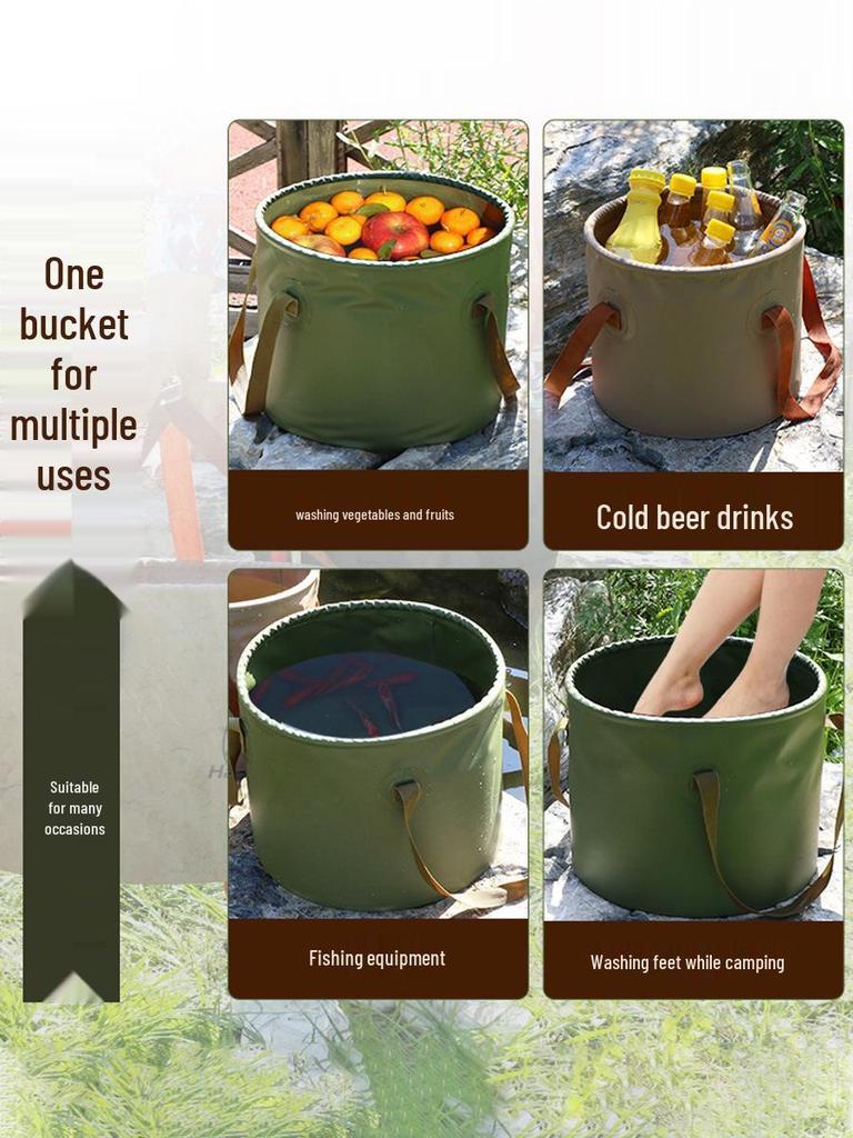 Seau à eau portable multifonctionnel pour le voyage, le camping, le trempage des pieds, la pêche et les activités de plein air