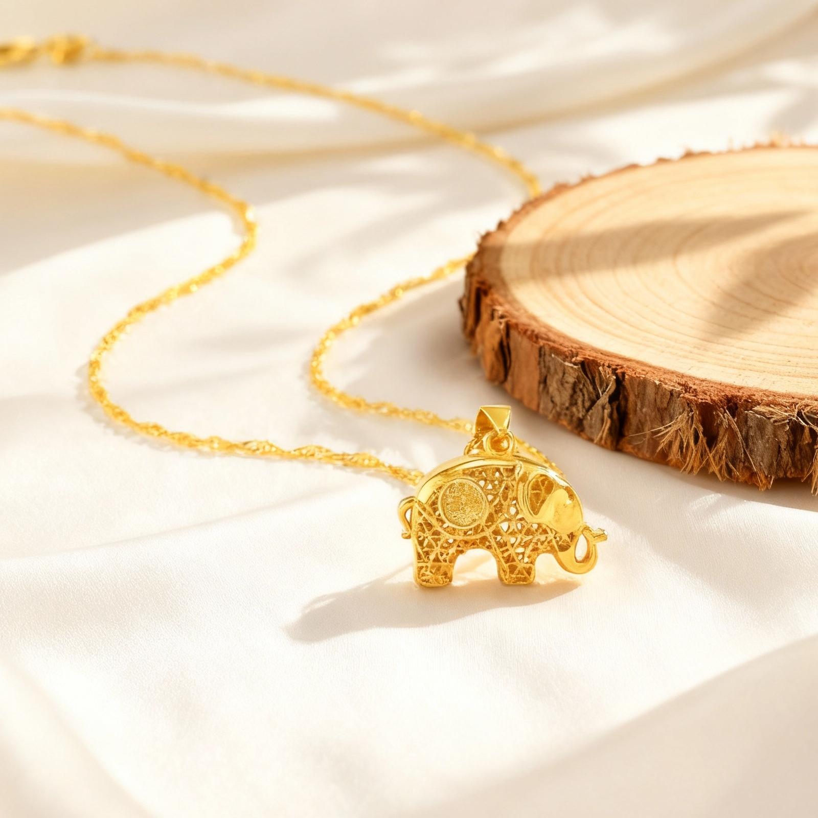 Cute Longevity Elephant Pendant Necklace for Women,Wisdom Never Forget Necklaces,Holy Daily Party Jewelry Gift