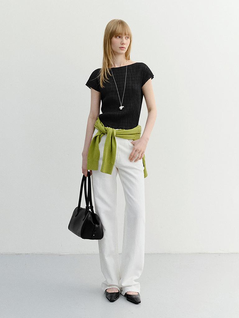 Deonseuteu Pleats Blouse_Udbl6B229_Black