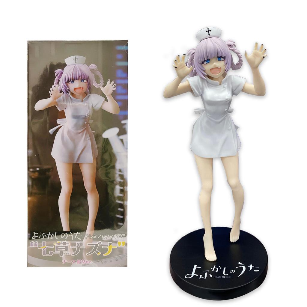 18CM Anime CALL OF THE NIGHT Figur Nanakusa Nazuna Hvit Sykepleier Utkledning Stående Søtt Grimaseuttrykk Jente PVC Gave Leketøy