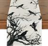 Linen Halloween Table Runner Pumpkin Spider Web Skull Dining Table Decoration Scary Table Cover For Halloween Dinner Party Decor