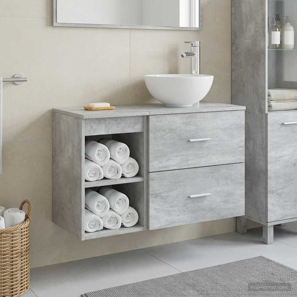 Bathroom Furniture Set 2 Pcs Concrete Grey Particleboard