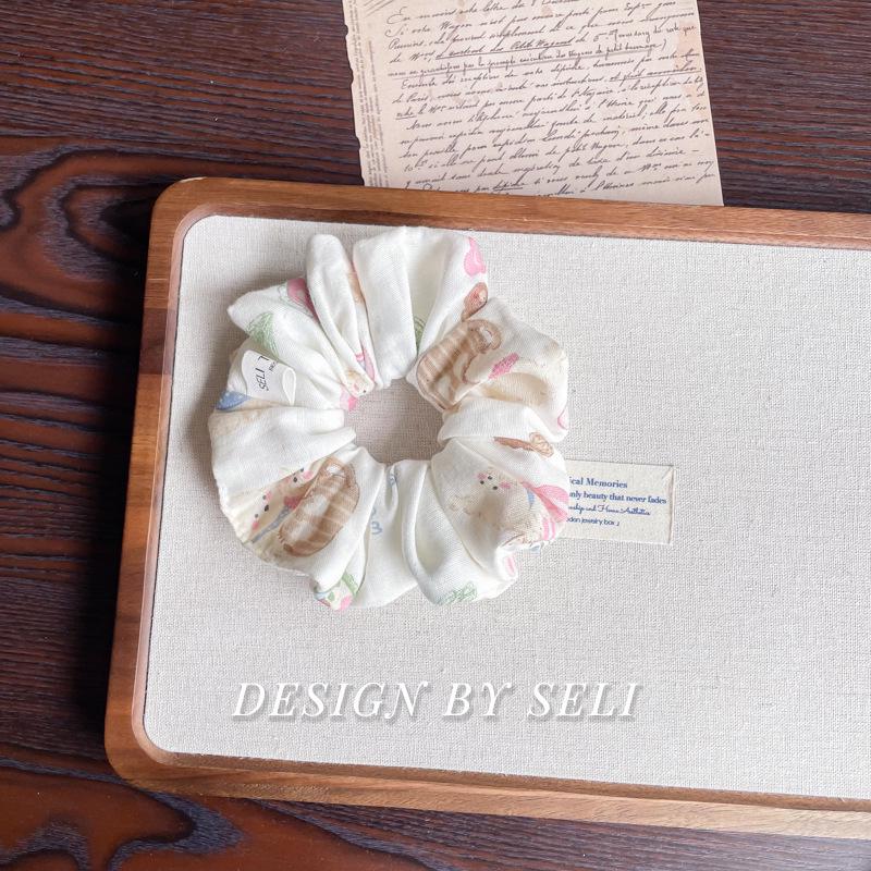 Cute Puppy Heart Scrunchie: Handmade Cartoon Hair Tie and Accessory for Women