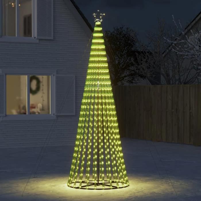 VidaXL Sapin de Noël à LED 688 LED blanc chaud 300 cm, décoration de Noël, lumière LED, lumière de Noël extérieure, cône de 358068