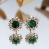Luxury Female White Green Round Zircon Stone Wedding Jewelry Vintage Gold Color Stud Earrings For Women