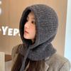 Autumn and Winter Hats for Women  One Piece Big Head Circumference Balaclava Hat Korean Versatile Windproof and Warm Wool Hat